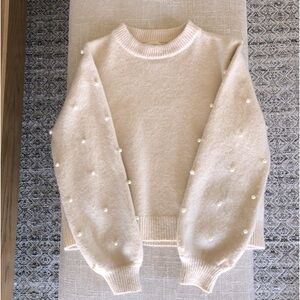 Cream & Pearl Sweater w/ balloon sleeves
